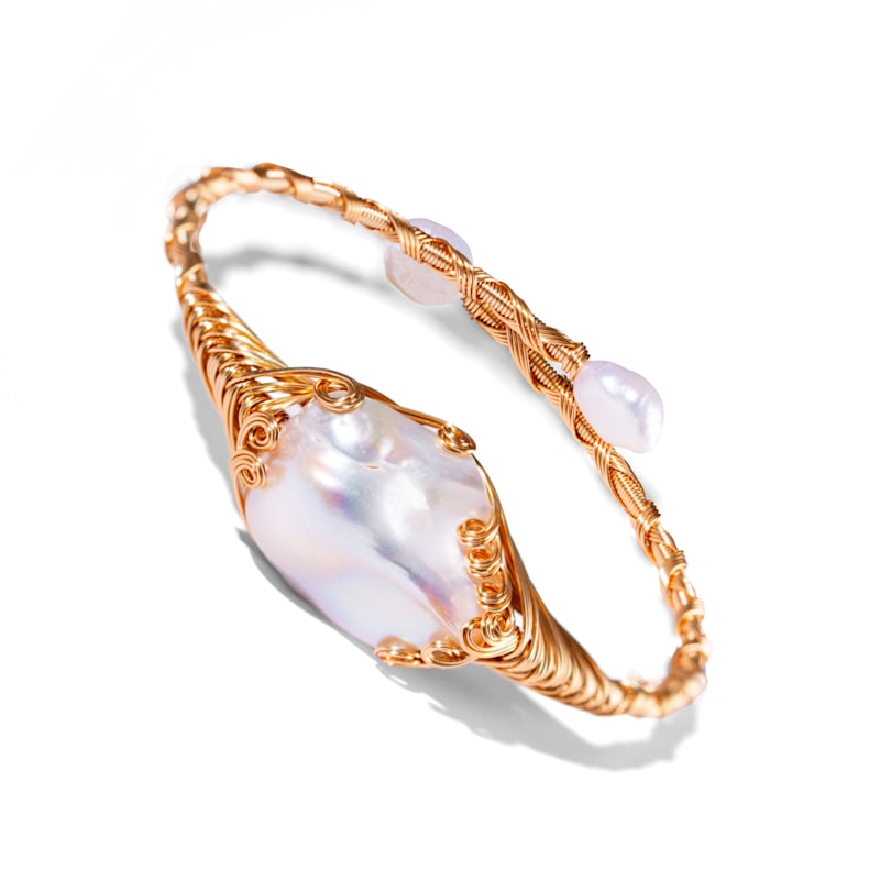 Thumbnail of Cleopatra’s Treasure Baroque Pearl Arm & Cuff Bracelet - Gold image