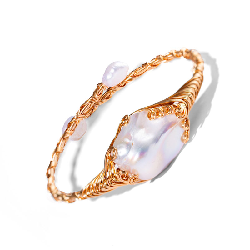 Thumbnail of Cleopatra’s Treasure Baroque Pearl Arm & Cuff Bracelet - Gold image