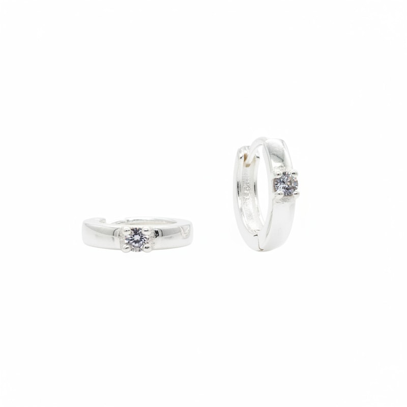 Thumbnail of Clicker Mini Hoops – Moissanite Precision Hinged Earrings - Silver image