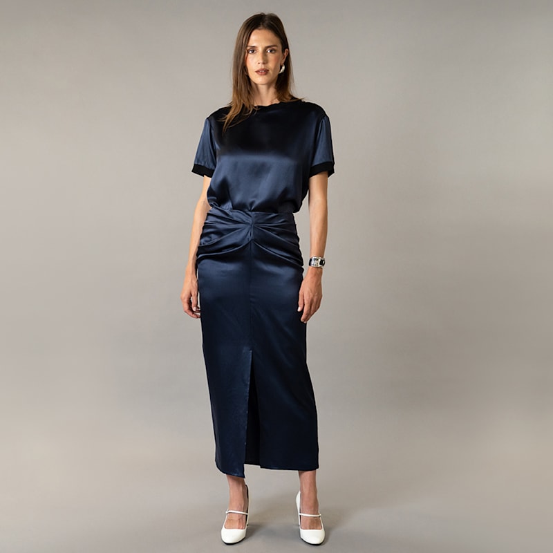 Thumbnail of Cloe Silk T-Shirt - Navy image