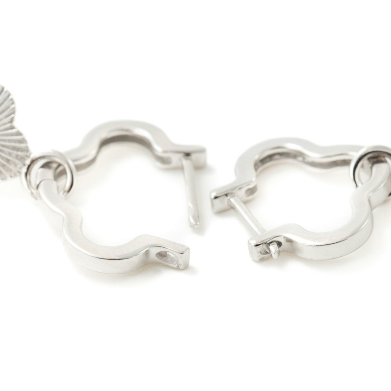 Thumbnail of Clover Textured Silver Huggie Hoops image