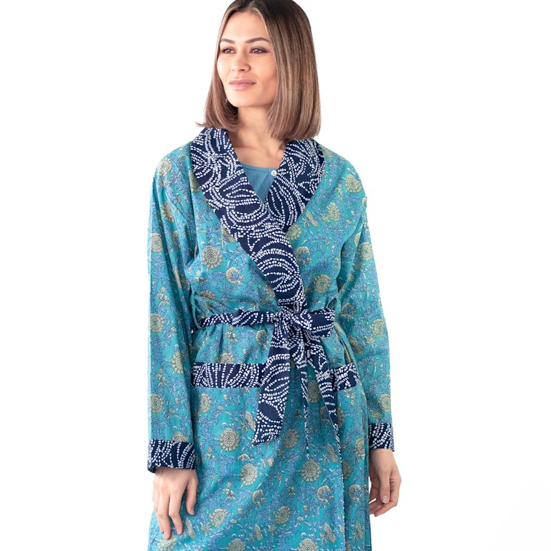 Thumbnail of Indian Cotton Waterlily Print Robe image