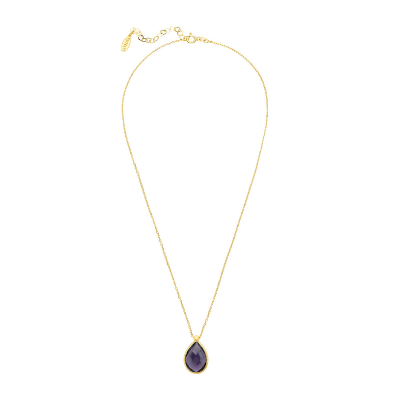 Thumbnail of Petite Drop Necklace Gold Amethyst Hydro image