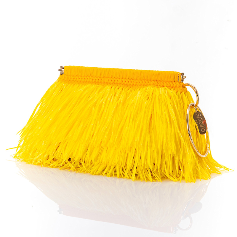 Thumbnail of Clutch With Raffia Fringes Yellow image