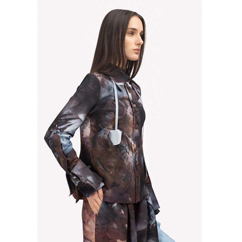 Thumbnail of Co-Ord Set - Shirt And Wide-Leg Pants Abstract Print Brown image