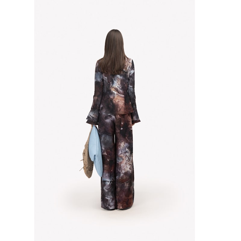 Thumbnail of Co-Ord Set - Shirt And Wide-Leg Pants Abstract Print Brown image