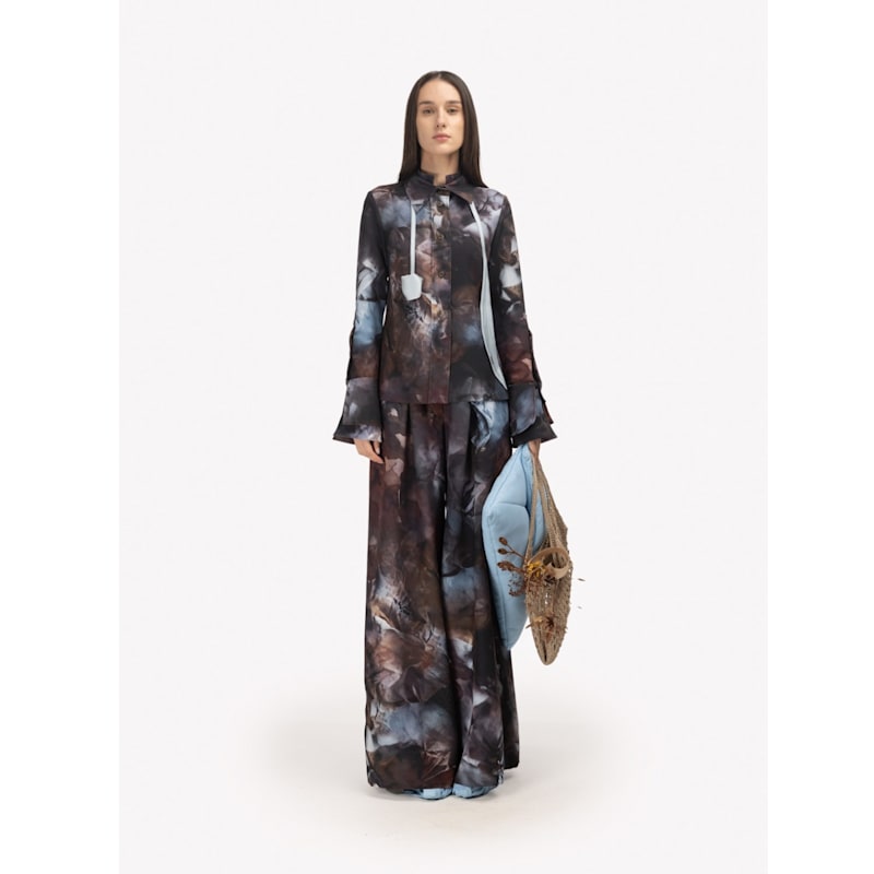 Thumbnail of Co-Ord Set - Shirt And Wide-Leg Pants Abstract Print Brown image