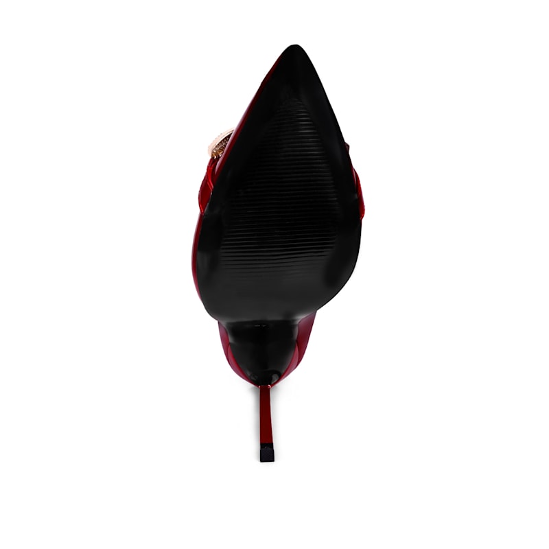 Thumbnail of Cocktail Buckle Embellished Stiletto Pump Shoes In Burgundy By Rag & Co image