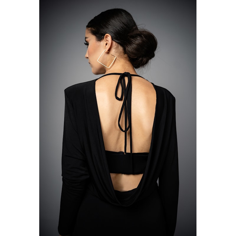 backless blazer dress Women's Coco & Bra Friendly Style Midi Dress-Black | Extra Small refresh-sep2025 Elegant Bridal Reception Dresses: Size:H The product images (without
