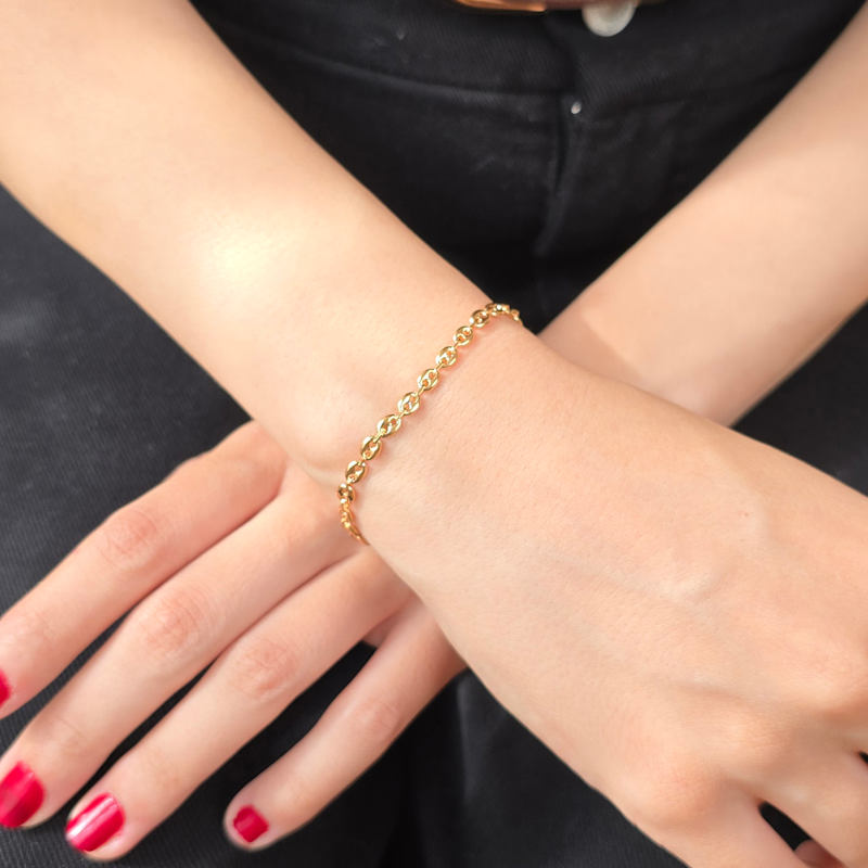 Thumbnail of Coffee Bean Gold Plated Chain Bracelet Luxe image