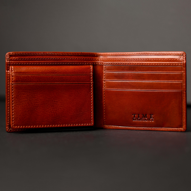 Thumbnail of Cognac Brown Leather Bifold Wallet - Poetic Justice image
