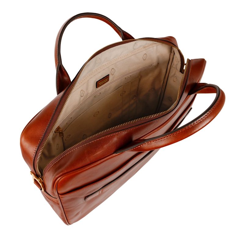 Thumbnail of Cognac Brown Leather Briefcase Laptop Bag - The Sheltering Sky image