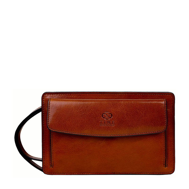 Thumbnail of Cognac Brown Leather Clutch Purse - Decameron image