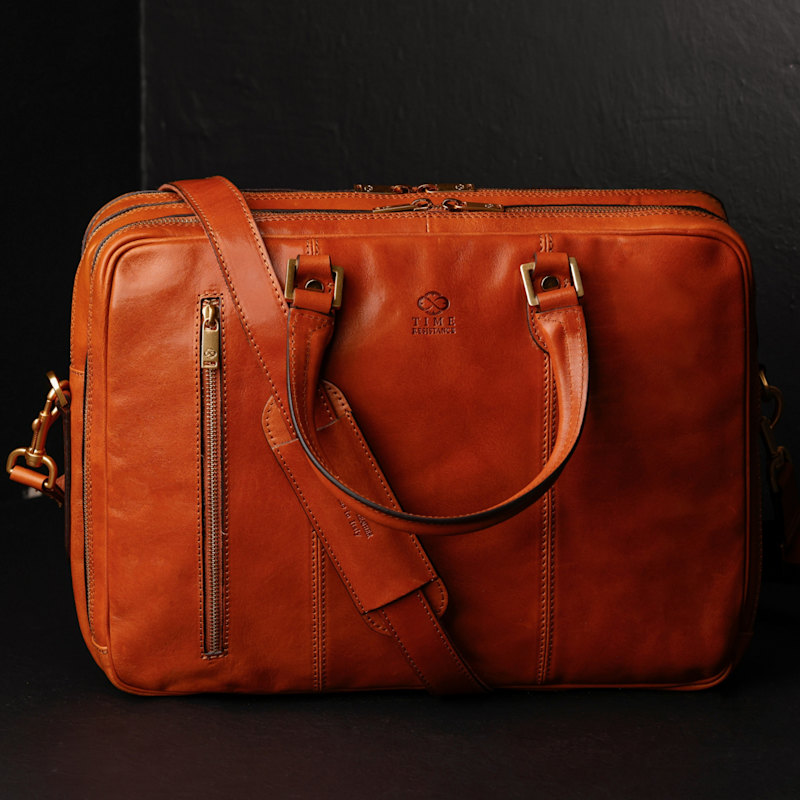 Thumbnail of Cognac Brown Leather Convertible Briefcase Backpack Unisex - A Farewell To Arms image