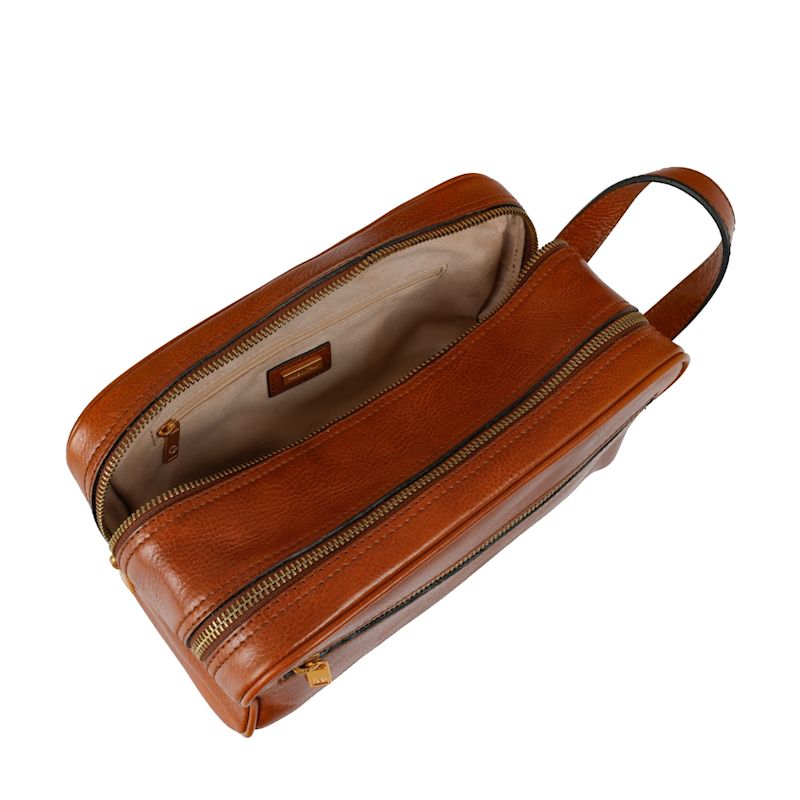 Thumbnail of Womens Leather Cosmetic Bag Dopp Kit In Cognac Brown - All The Kings Men image