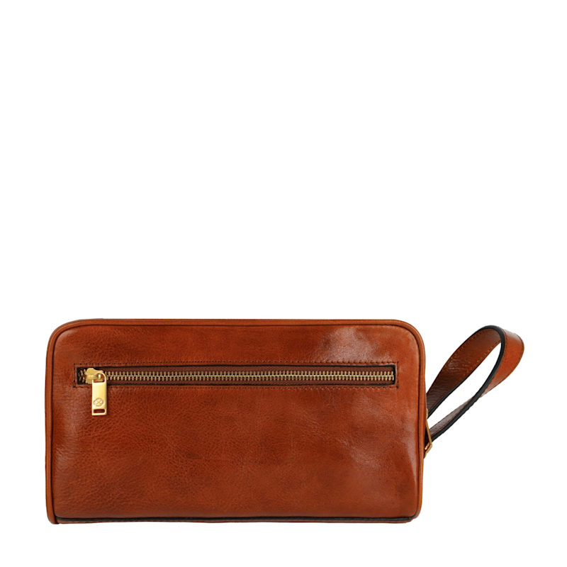Thumbnail of Womens Leather Cosmetic Bag Dopp Kit In Cognac Brown - All The Kings Men image
