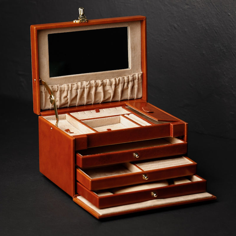 Thumbnail of Cognac Brown Leather Jewelry Box For Women - The Portrait Of A Lady image