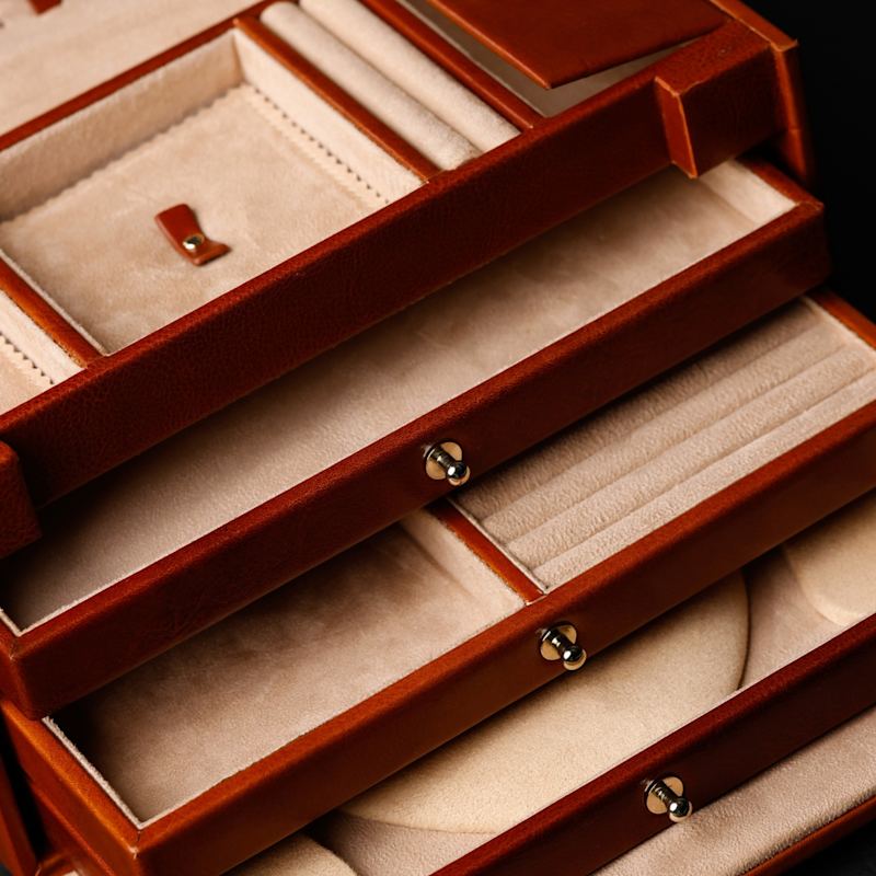 Thumbnail of Cognac Brown Leather Jewelry Box For Women - The Portrait Of A Lady image