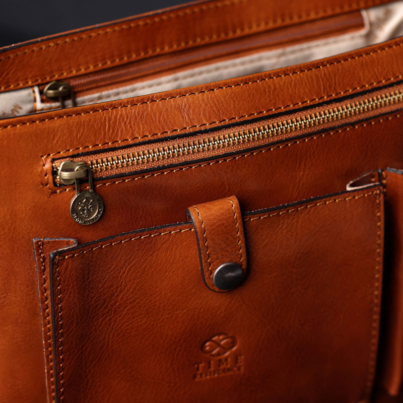 Thumbnail of Cognac Brown Leather Messenger Bag – The Stranger image