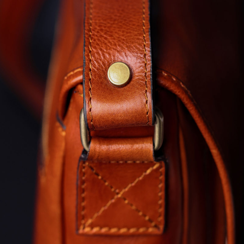 Thumbnail of Cognac Brown Leather Messenger Bag – The Stranger image