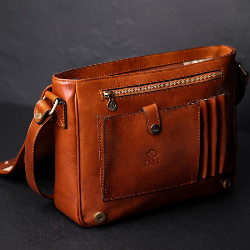 Thumbnail of Cognac Brown Leather Messenger Bag – The Stranger image