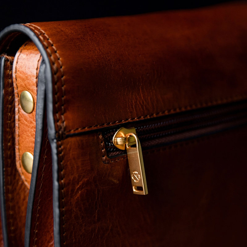 Thumbnail of Cognac Brown Leather Saddle Bag For Women - Moonfleet image