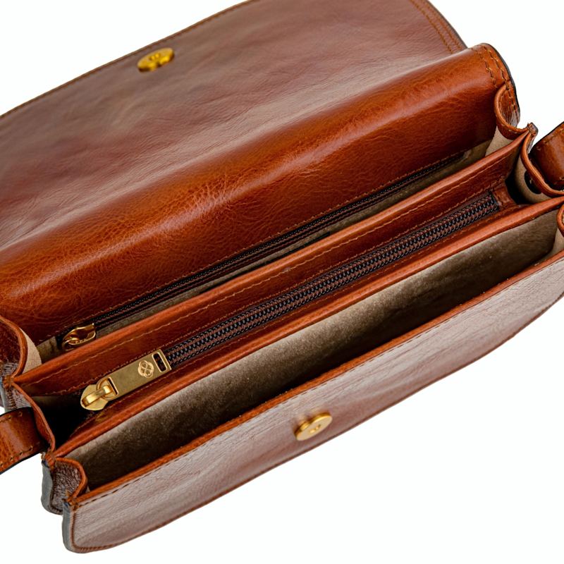 Thumbnail of Cognac Brown Leather Saddle Bag For Women - Moonfleet image