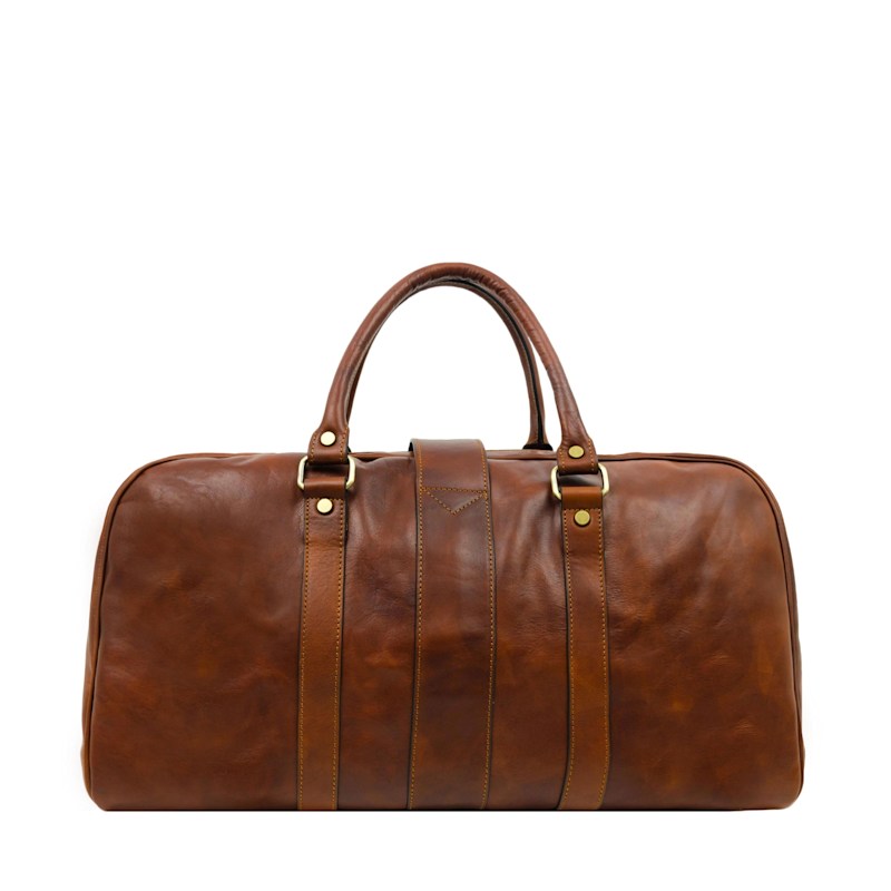 Thumbnail of Womens Cognac Brown Matte Leather Travel Bag - Tender Is The Night image