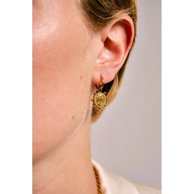 Thumbnail of Coin Studded Hoops image