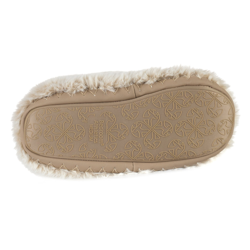 Cole Short Luxury Faux Fur Slipper Boot Ferret/Beige Bedroom