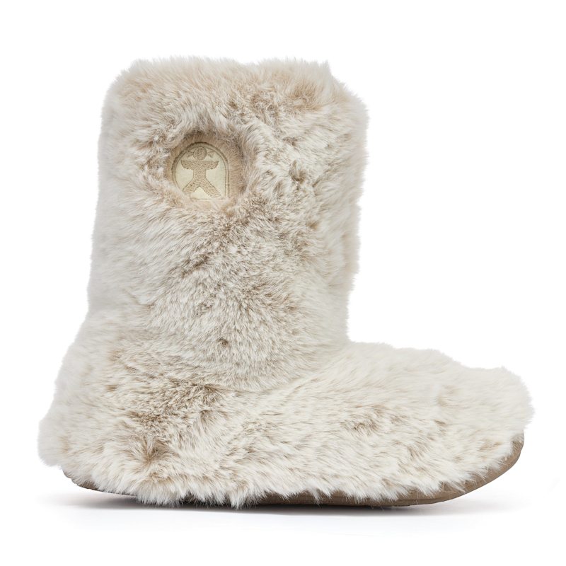 Thumbnail of Cole - Short Luxury Faux Fur Slipper Boot - Ferret/Beige image