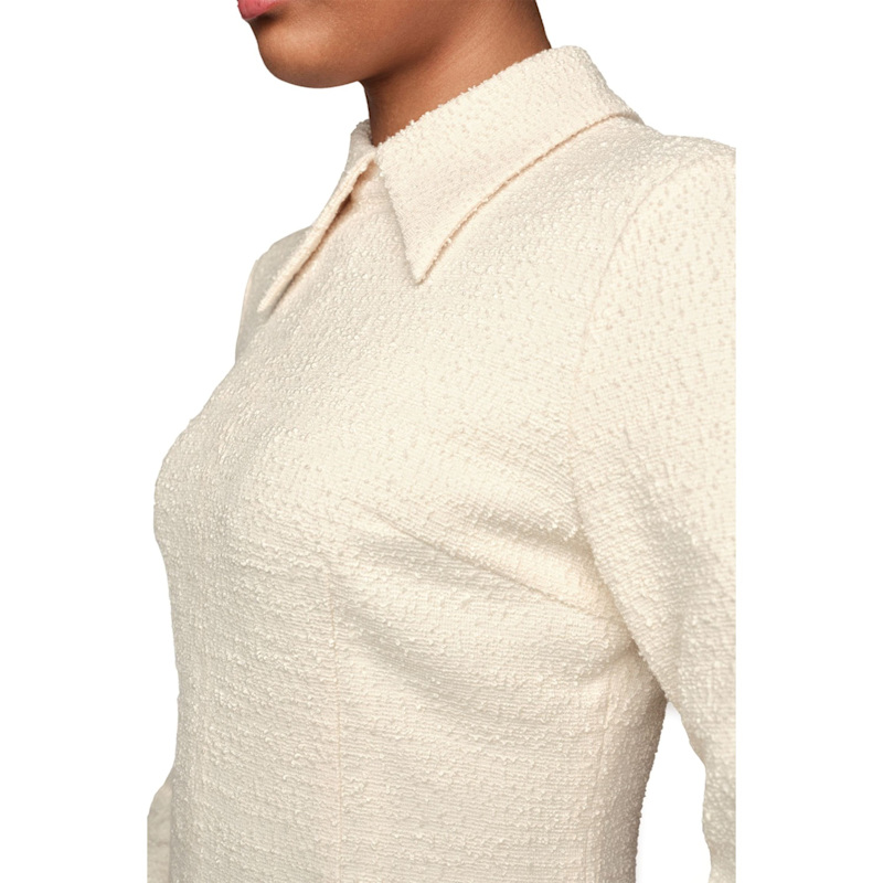 Thumbnail of Collar Boucle Structured Mini Dress, Cream image