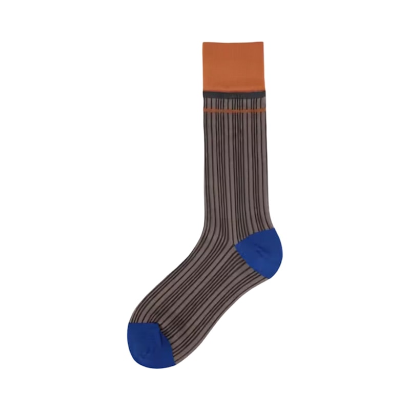 Thumbnail of Color Block Brown Orange Thin Socks image