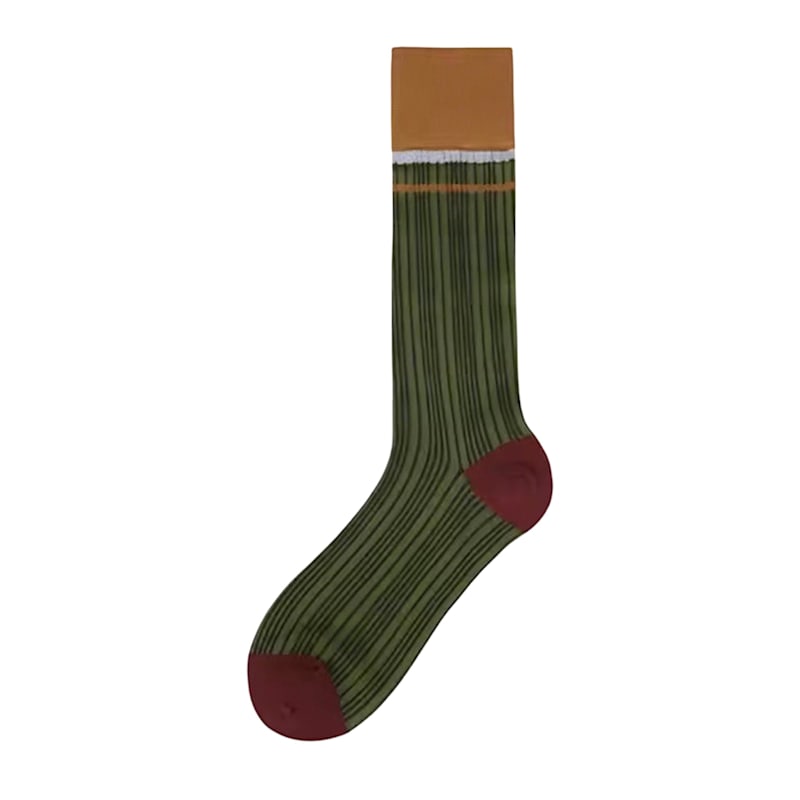Thumbnail of Color Block Green Orange Thin Socks image