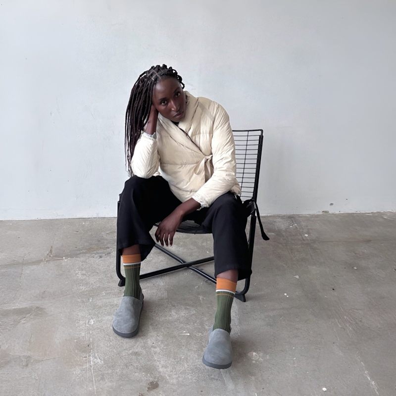 Thumbnail of Color Block Green Orange Thin Socks image