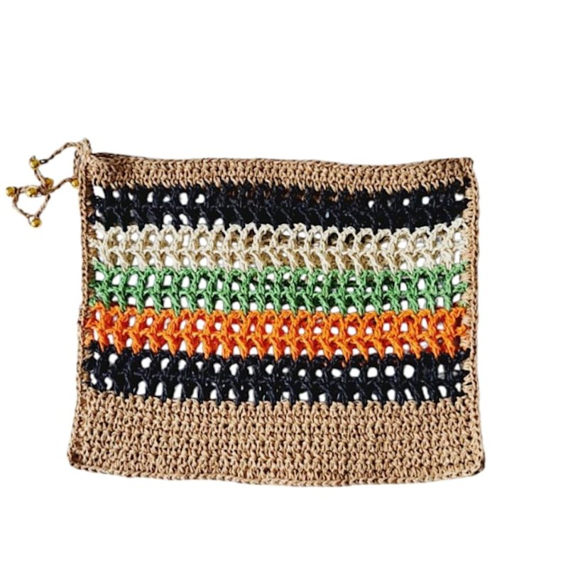 Color Pop Raffia Clutch Bag Handmade, Zippered Vibrant ...