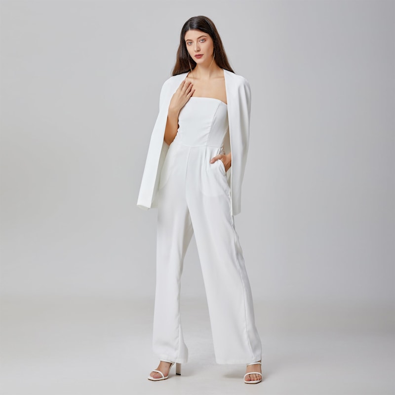 Thumbnail of Minimalist Bustier Jumpsuit - White image