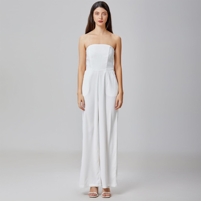 Thumbnail of Minimalist Bustier Jumpsuit - White image