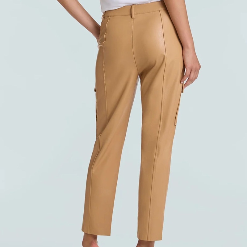 Commando Faux Leather Cropped Cargo Trouser, Camel SLG102