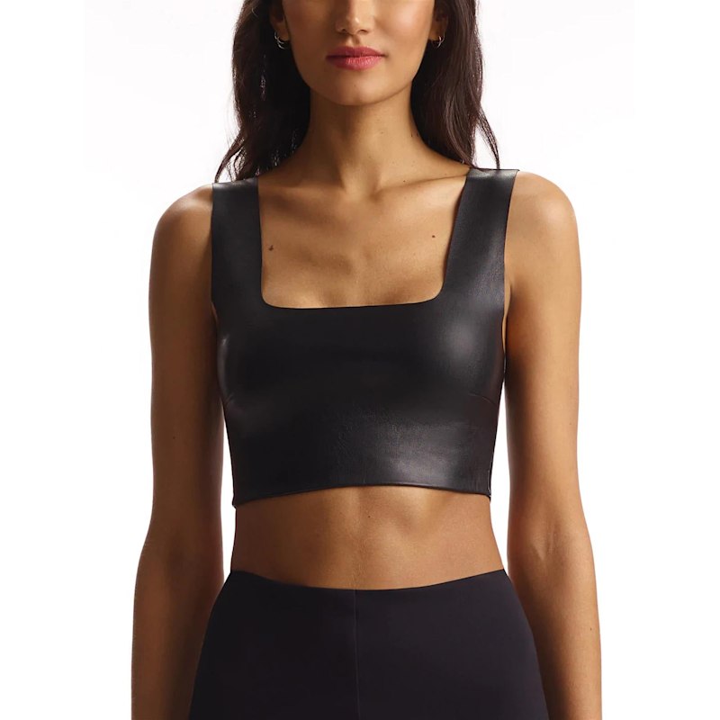Commando Faux Leather Squareneck Crop Top, Black FLT100 Commando