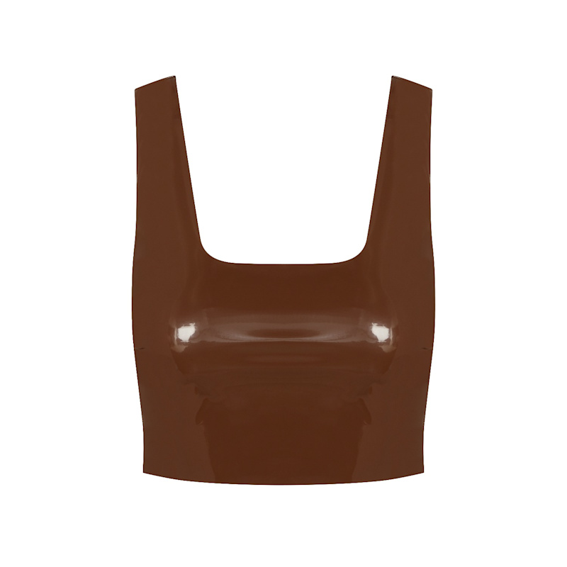 Commando Faux Patent Leather Crop Top, Cinnamon FLT110 | Commando