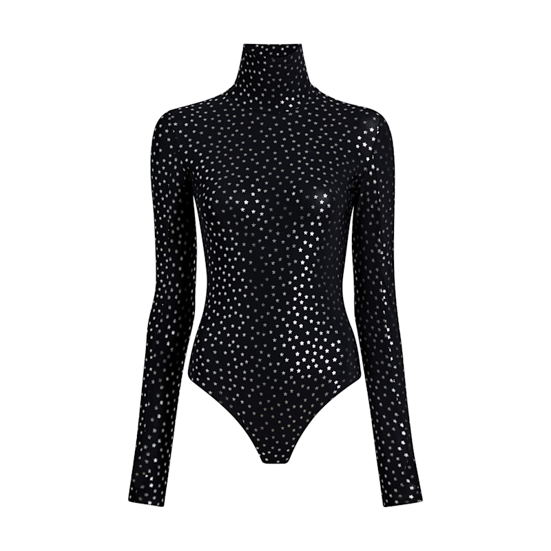 Thumbnail of Commando Print Turtleneck Bodysuit, Silver Star BDS203 image