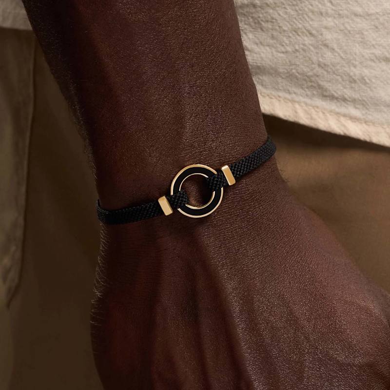Thumbnail of Constant Protection Black Onyx Karma Circle Men’S Black String Bracelet image