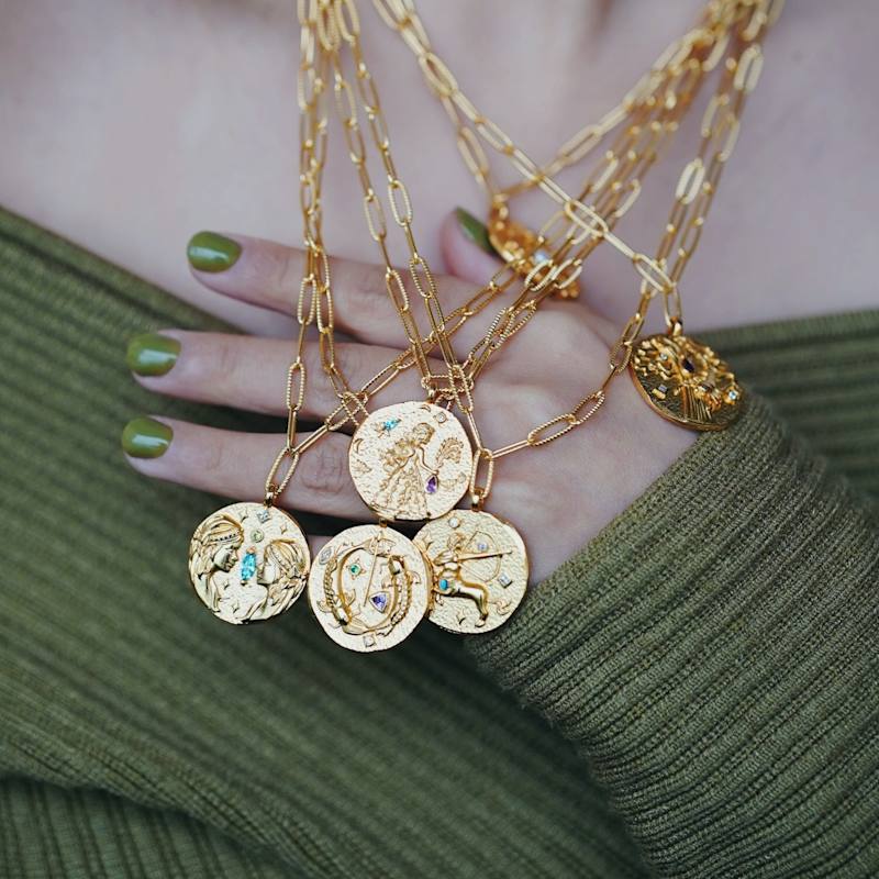 Thumbnail of Constellations Pisces Double-Sided Coin Necklace image