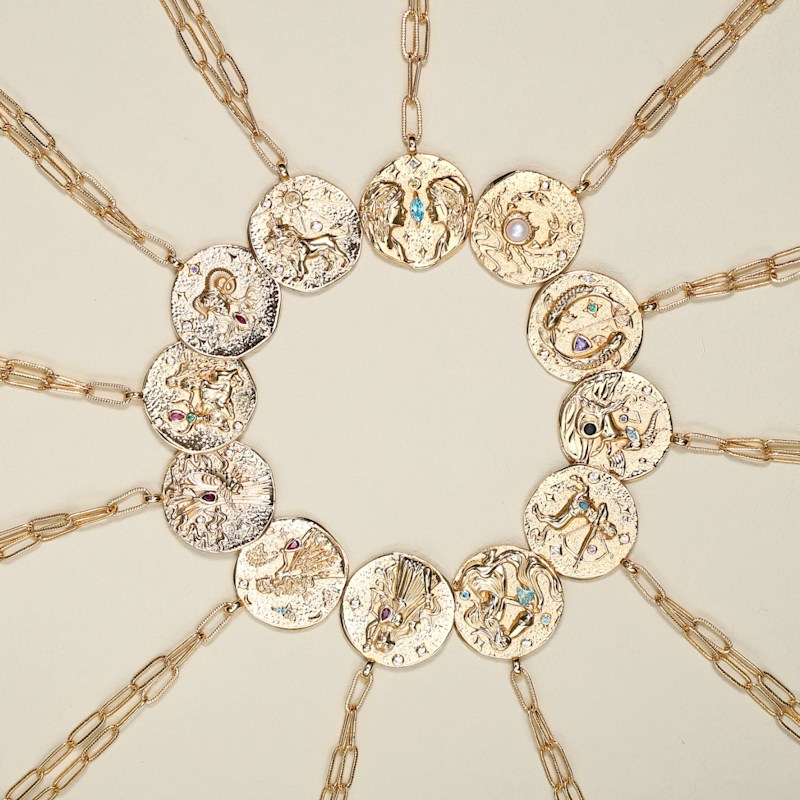 Thumbnail of Constellations Pisces Double-Sided Coin Necklace image