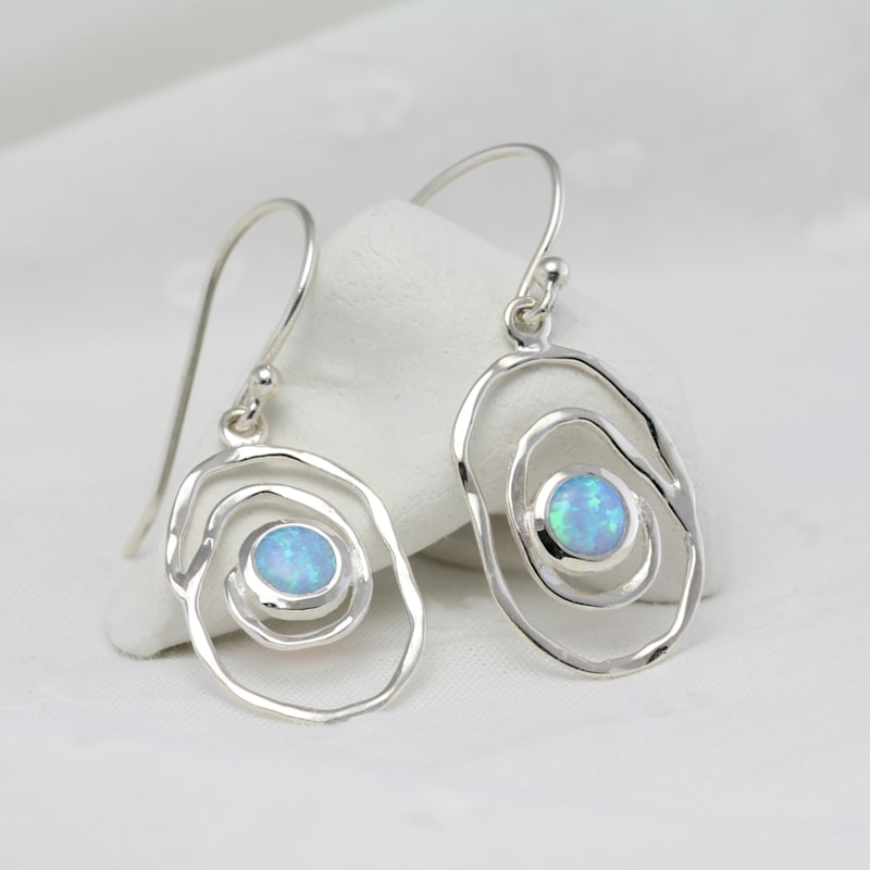 Thumbnail of Contemporary Sterling Silver Opal Earrings image