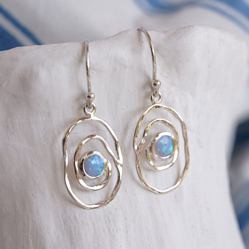 Thumbnail of Contemporary Sterling Silver Opal Earrings image