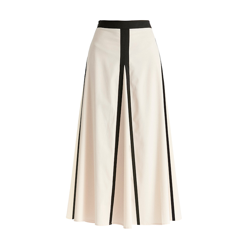 Thumbnail of Contrast Trim Maxi Skirt In Beige And Black image