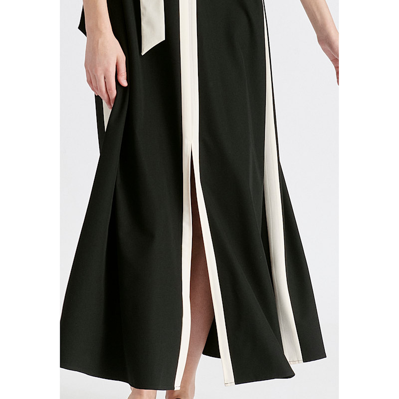 Thumbnail of Contrast Trim Midaxi Dress In Black And Beige image