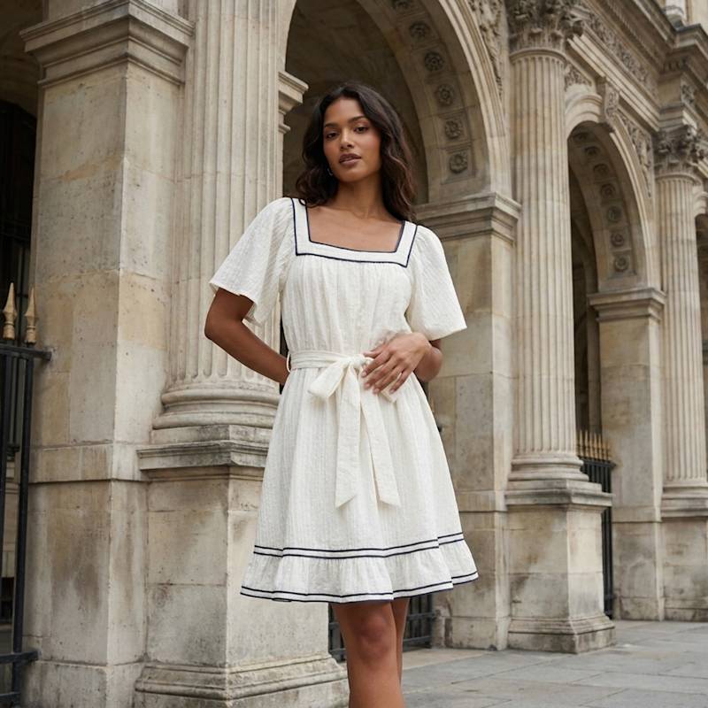 Thumbnail of Contrast Trim Mini Dress Sculpted Waist image